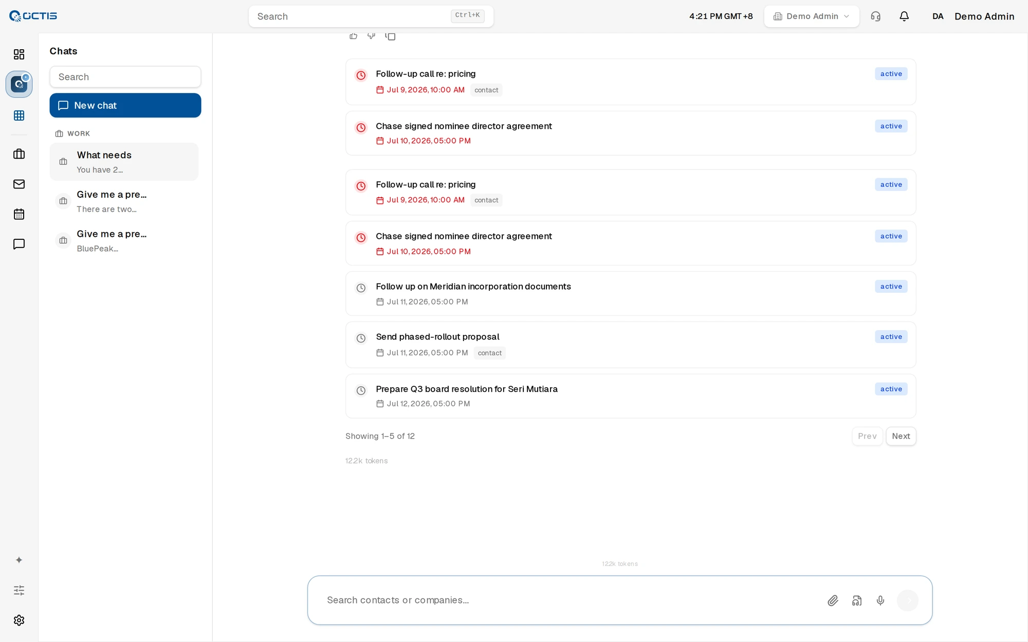OCTIS Put AI to Work — Ask what needs attention — AI surfaces your tasks.